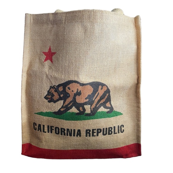 California Republic Jute Tote Bag SF Notes - Picture 1 of 4